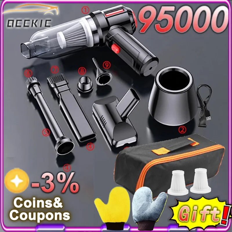 95000Pa Car Vacuum Cleaner 3in 1 Wireless Vacuum Cleaner Handheld Vacuum Pump For Home Suction Portable Cordless Car Accessories