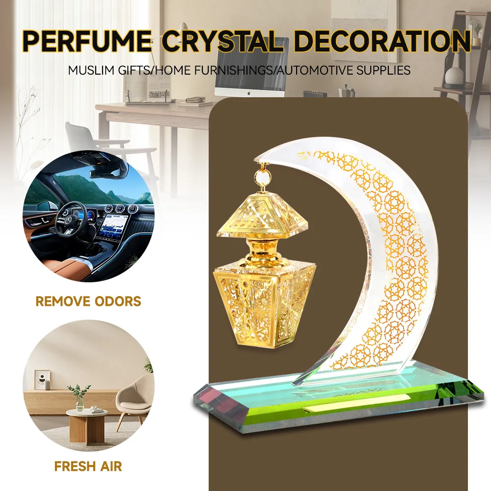 

Украшение Рамадан луна, духи, кристалл, исламский мусульманский подарок, полумесяц, дворец, настольное украшение, украшение для дома и автомобиля