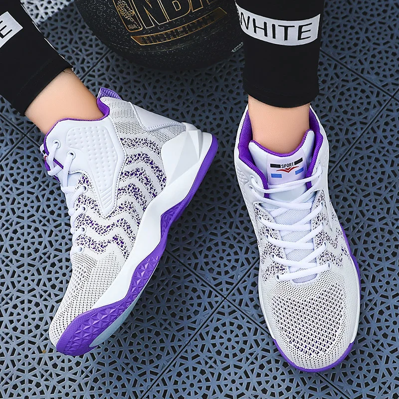 Cushioned Basketball Shoes Men's Sneakers Non-Slip Wearable Sports Shoes Gym Training Athletic Sneakers for Women