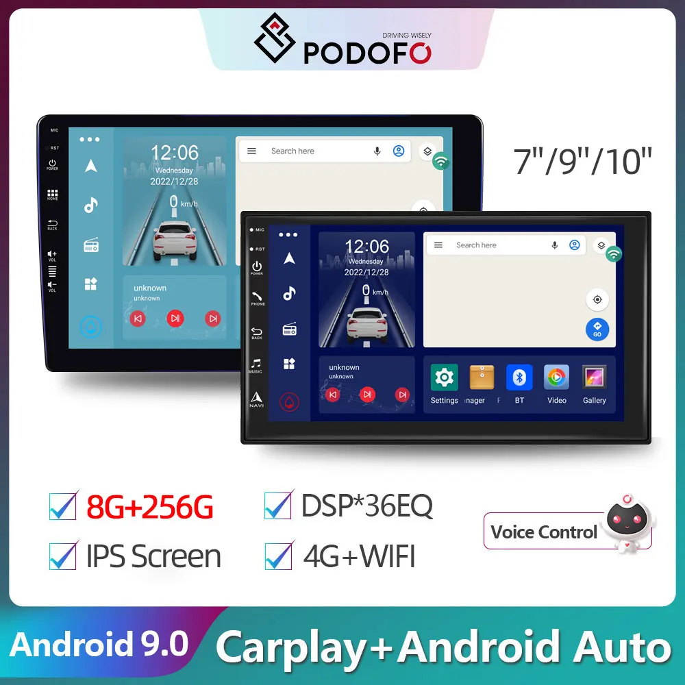 

Автомагнитола Podofo, мультимедийный плеер на Android, с 8 ядерным процессором, 2 Гб ОЗУ, 32 Гб ПЗУ, 9 дюймовым IPS сенсорным экраном, AI GPS Навигатором, DSP