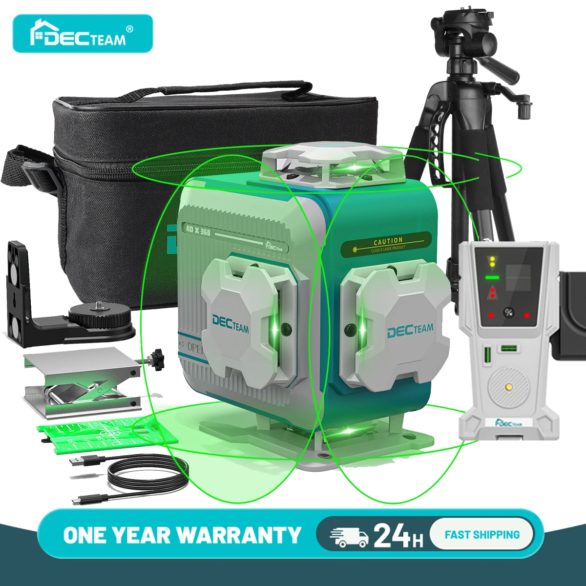 Decteam 16-линейный 4D лазерный уровень с зеленым лучом самовыравнивающийся набор