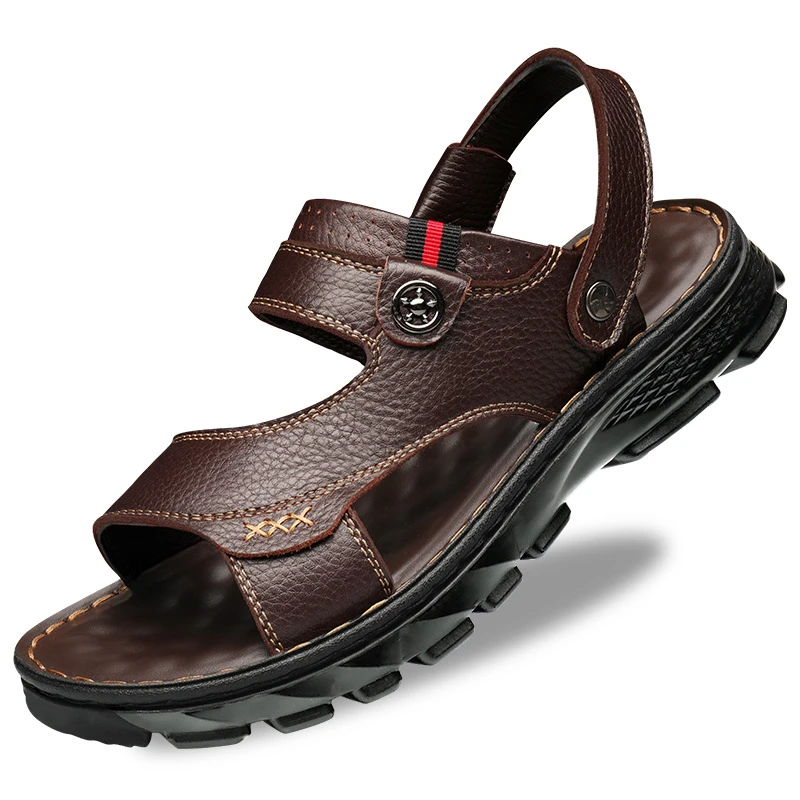 

Men Sandals 2020 Summer New Men's Leather Sandals for Middle-aged and Old Dad Leisure Beach Sandals Factory Direct Sales