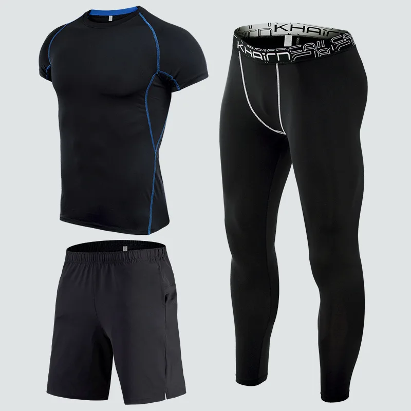 

2023 Sports Suit Men's Summer Quick-drying Breathable Tights Short-sleeved Fitness Suit Running Leggings