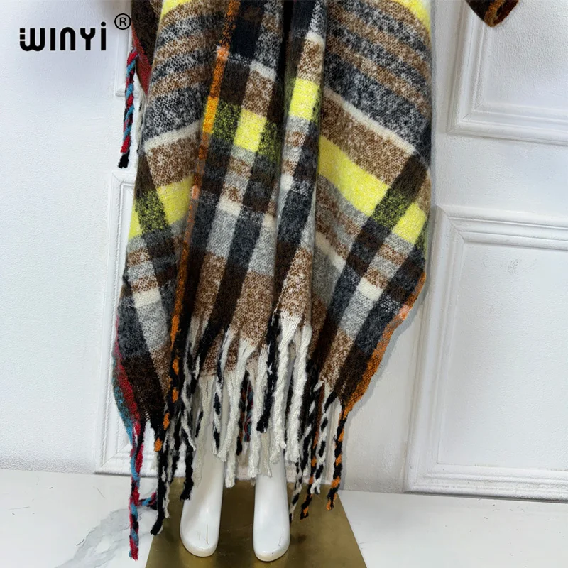 WINYI зимний африканский кардиган классический клетчатый принт наряды Абая для