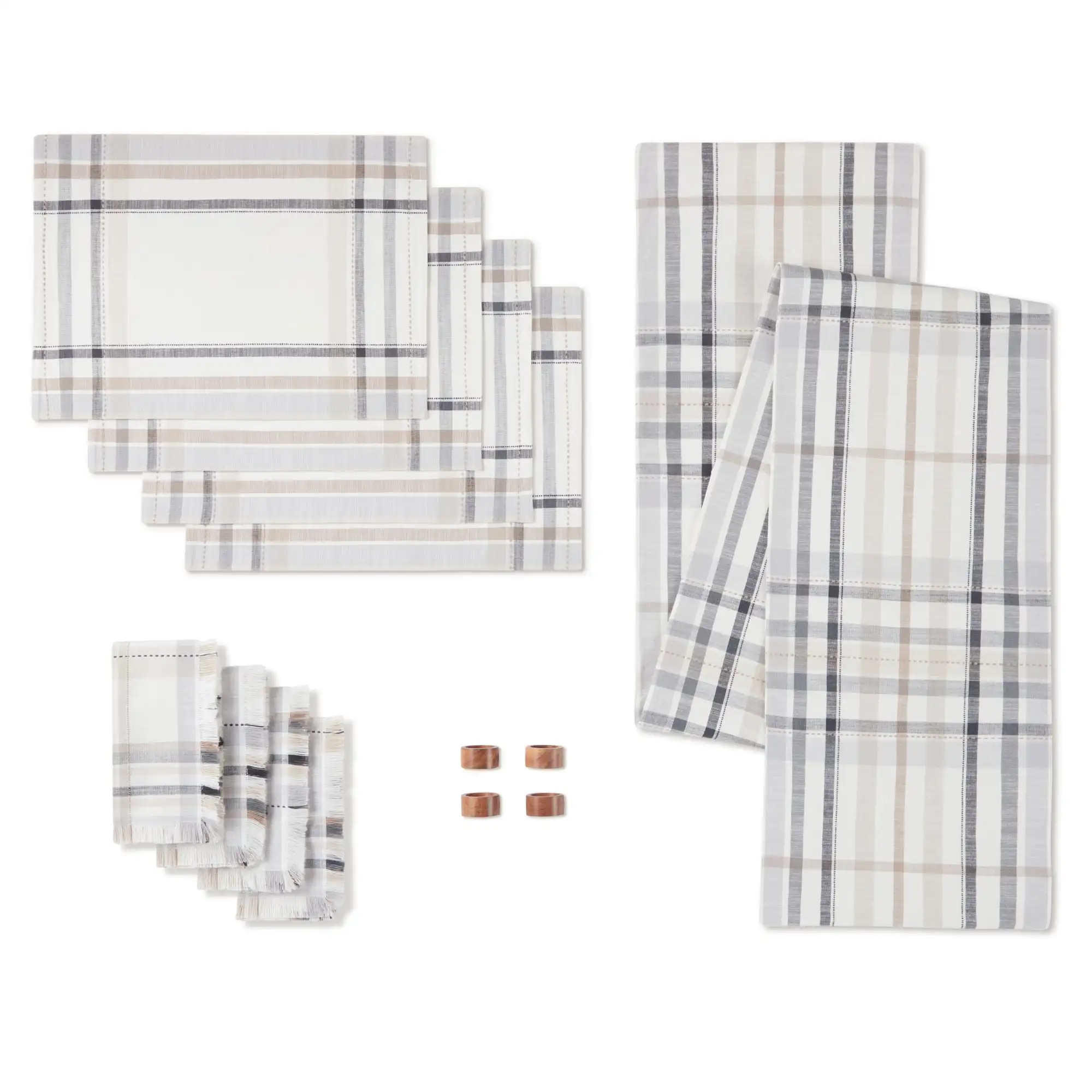 

Better Homes & Garden Monday Runner, Placemat, Napkin, Napkin Ring Set, Beige, 13 Piece