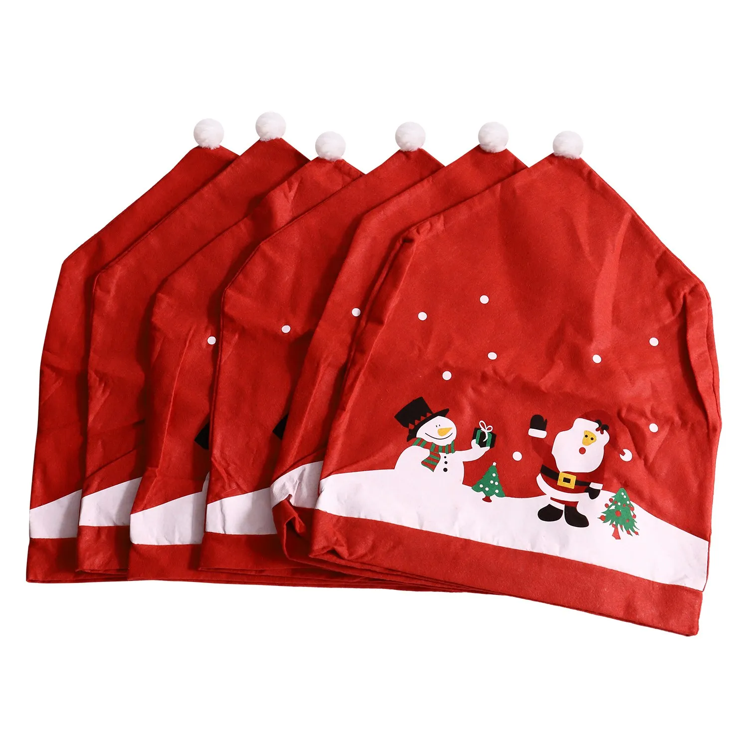 

6Pcs Santa Claus Christmas Chairs Cover Cap Non-Woven Dinner Table Red Hat Chair Back Covers Xmas Christmas Decorations for Home