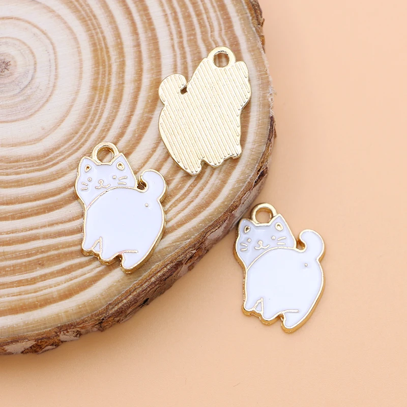 10 шт. эмалированные Подвески в виде милых кошек для самостоятельного