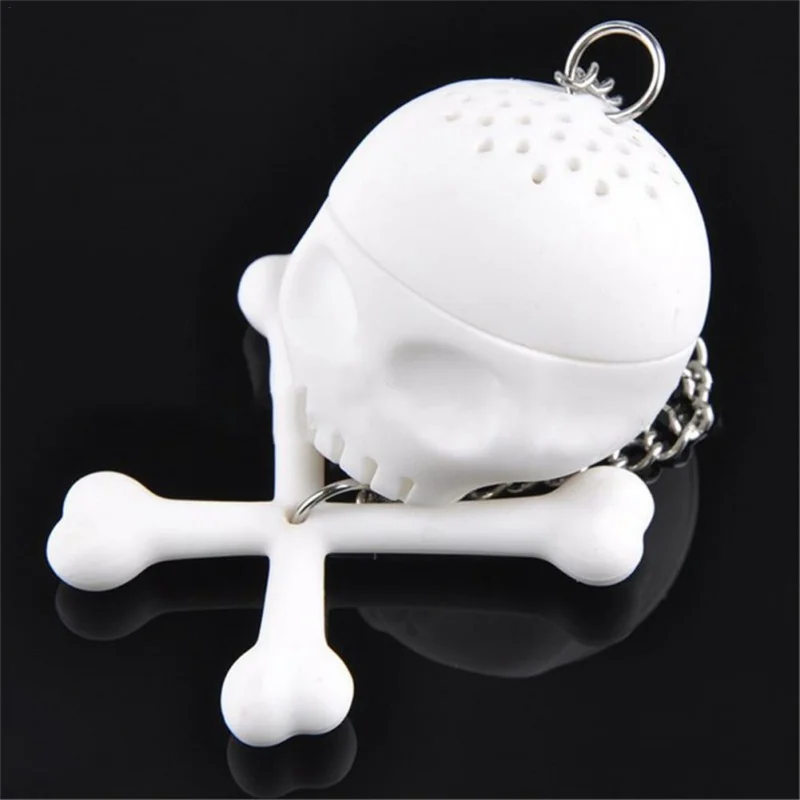 Creative Skull Head Shape Silicone Tea Infuser Tea Strainer Bag Scented Tea Reusable Cartoon Model Tea Brewing Kitchen Tool