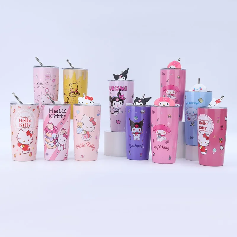 Sanrio соломенный кофе термос из нержавеющей стали мультяшный новый рисунок Милая