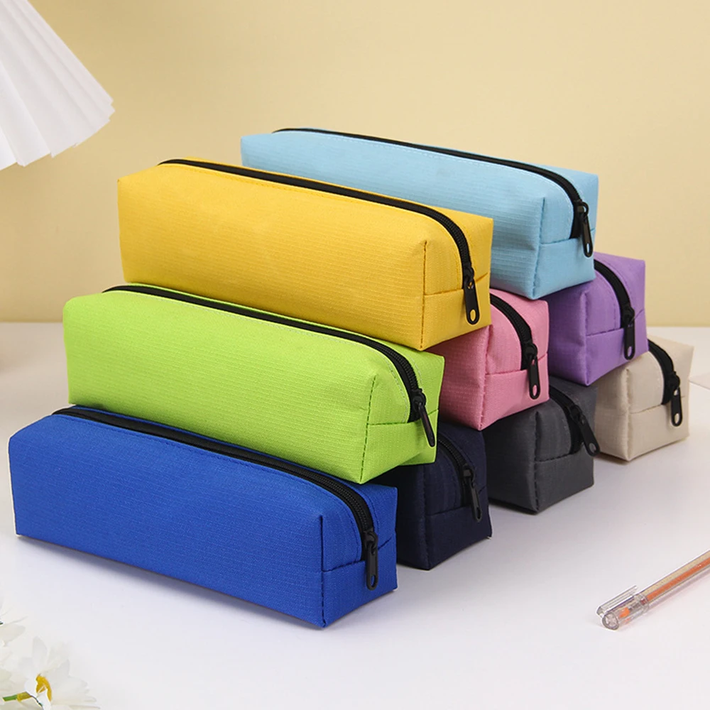 

Simple Solid Pencil Case Durable Oxford Cloth Pen Case Large Capacity Stationery Storage Pouch Pencilcase School Supplies