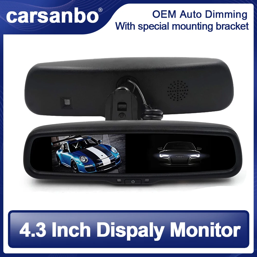 

Carsanbo 4.3 Inch Car Rear View Miirror Monitor TFT LCD Screen Car Monitor Auto Dimmer Parking Assistance For Car Reverse Camera