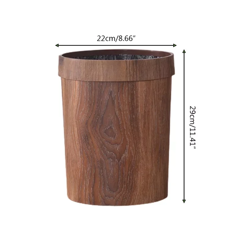 

2023NEW Wood Grain Trash Can Home Living Room Kitchen Garbage Bin Office Toilet Paper Basket Bathroom Bedroom Supplies