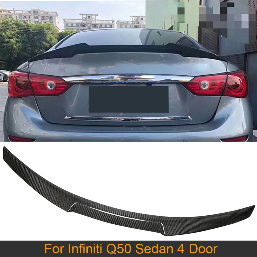 

For Q50 Rear Trunk Wing Spoiler For Infiniti Q50 Sedan 4 Door 2014 - 2019 Carbon Fiber Car Rear Trunk Boot Lid Wing Spoiler