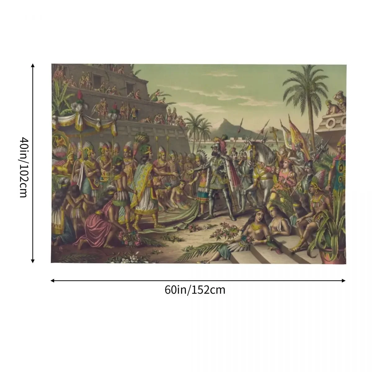 Вход Cortez в Мексику встречи Монtezuma ноября 8 1519 гобелен эстетический декор комнаты