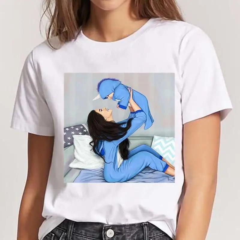 Футболка женская с принтом модная рубашка коротким рукавом для дочери и мамы в