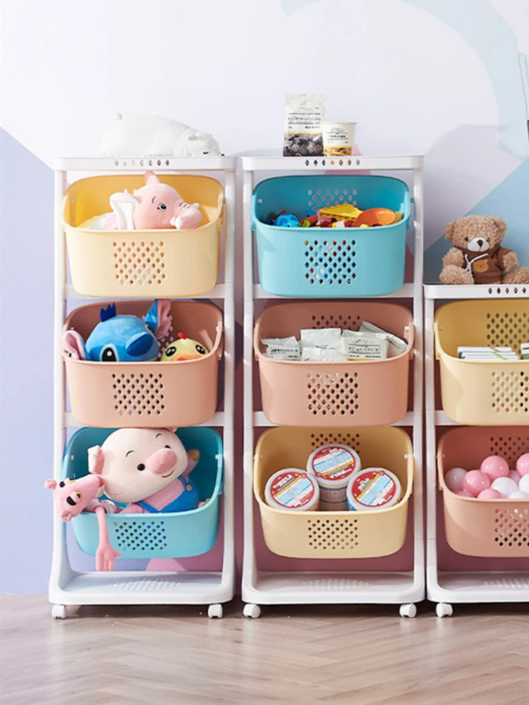 

Toy Storage Rack Children's Plastic Multi-Layer Storage Rack Bedside Trolley Storage Basket