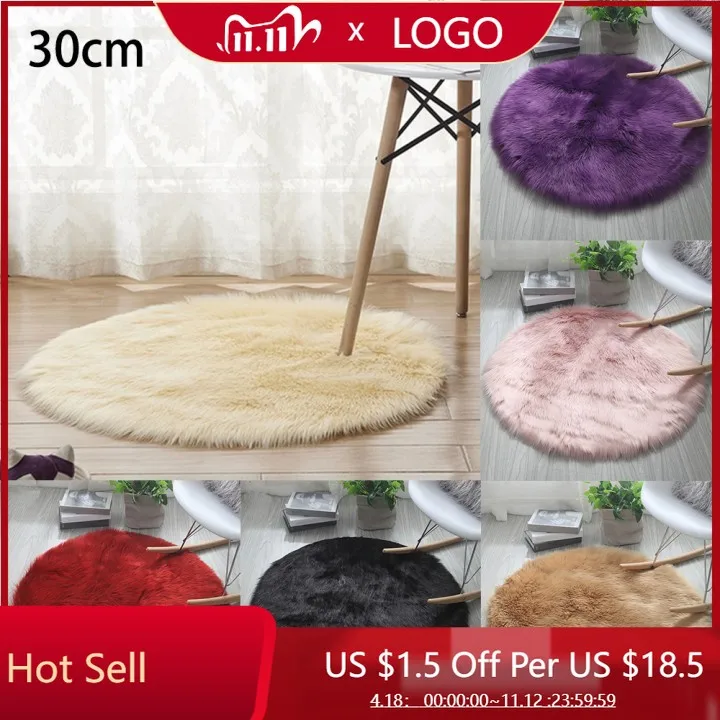 

Bedroom Decoration Fluffy Rug Round Soft Faux Sheepskin Fur Area Rugs Faux Fur Rug Bedside Rugs Modern Style Home Decoration
