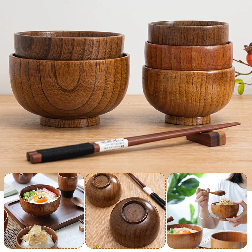 

Wooden Salad Bowl Japanese Style Soup Rice Noodles Bowl Dessert Fruit Snacks Serving Bowl Kitchen Utensils Gifts for Friends