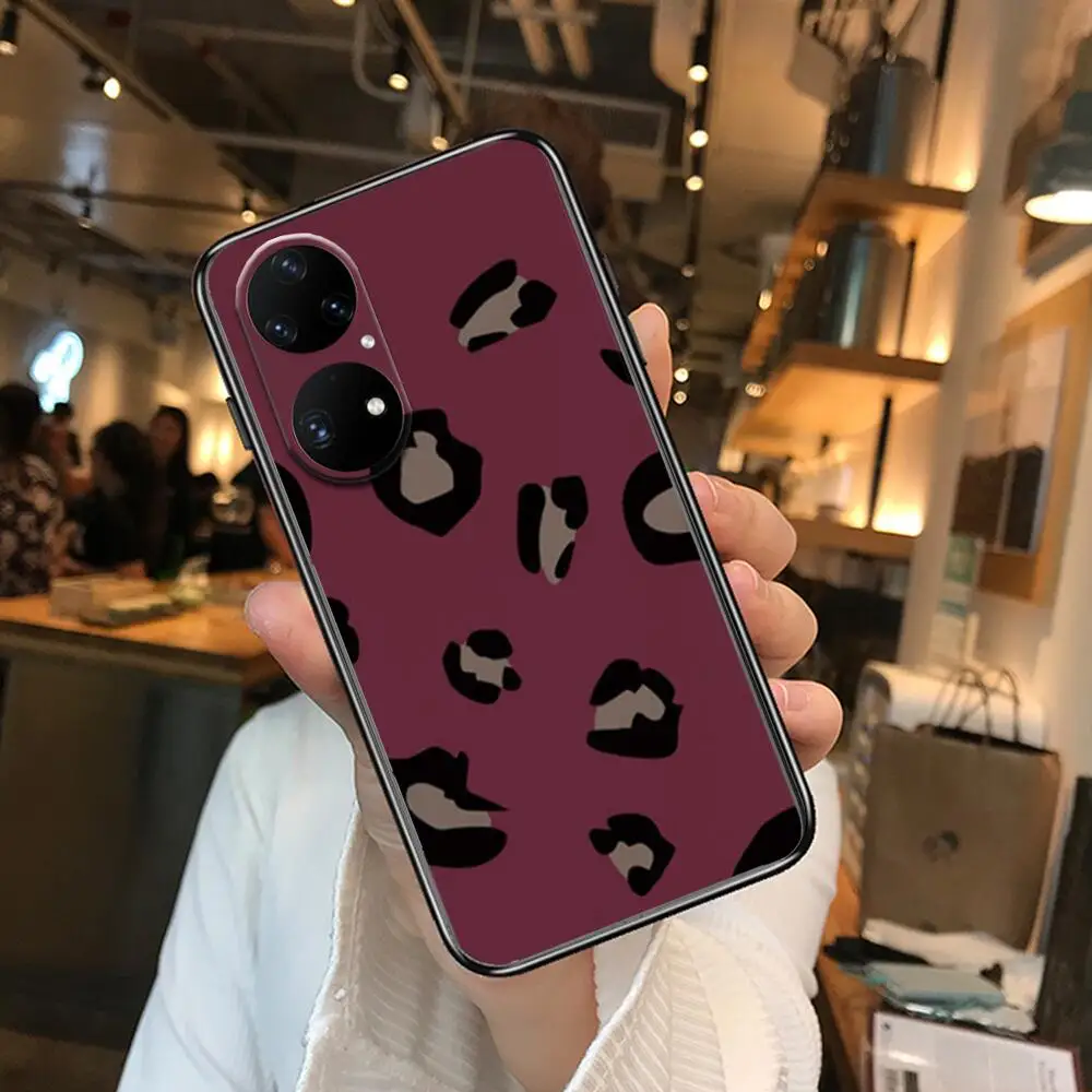 Модный чехол для телефона с леопардовым принтом Huawei p50 P40 p30 P20 10 9 8 Lite E Pro Plus черный
