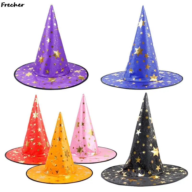 

2022 Halloween Witch Hats for Adult Kids Masquerade Wizard Hat Party Cosplay Costume Holiday Fancy Dress Decor Headgear Sequins