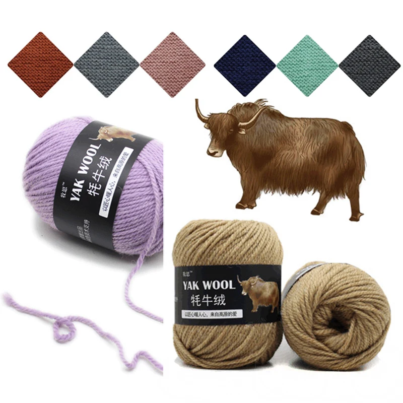 

1pc 100g Wool Yak Yarn Crochet Yarn for Knitting Needle 4.5mm Hand Knitting Yarn 3 PLY Fine Woolen Dyed