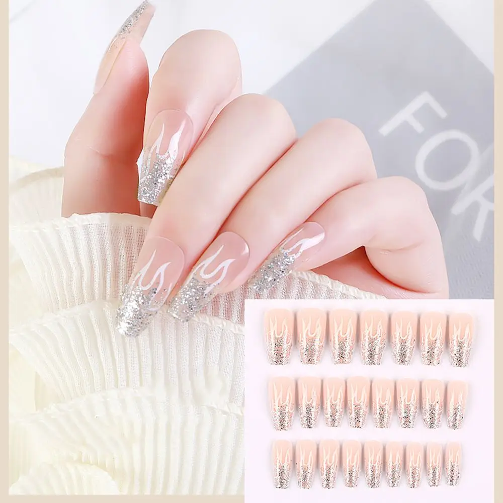 

24PCS Acrylic Detachable Nails Art Stick On Nails False Nail Tips Full Cover Fake Nails Press on Nails