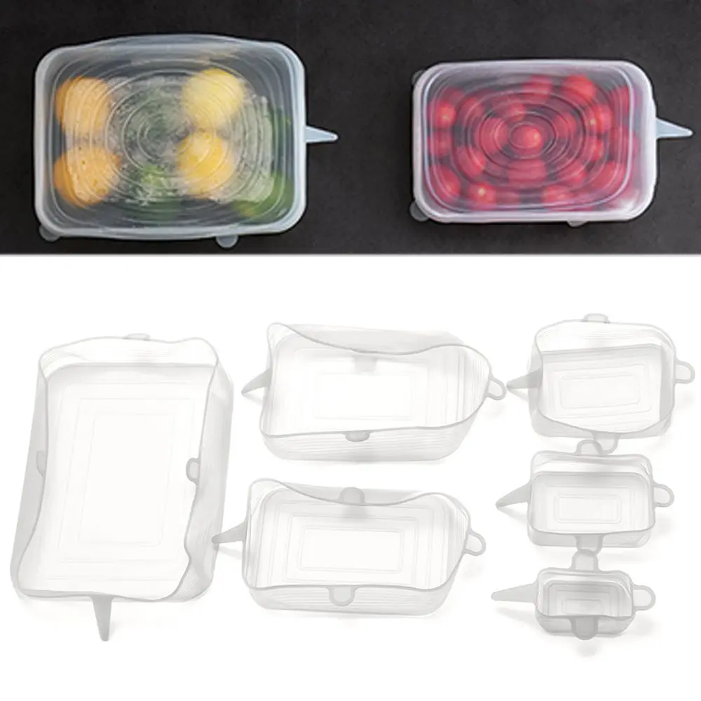 

Universal Kitchen Tools Reusable Keeping Fresh Lids Cookware Seal Stretch Suction Silicone Lid Bowl Cover Round Square