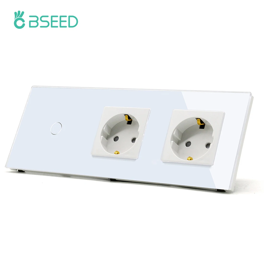 

BSEED Touch Sensor Switch 1/2/3Gang 1Way Wall Light Switches Crystal Glass Switch With Double Power Sockets EU Standard