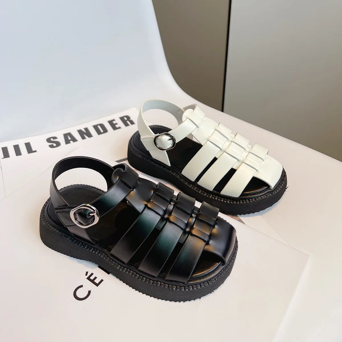 

Сандалии с вырезами для девочек, летняя детская обувь, сандалии-гладиаторы для мальчиков, пляжная обувь, сандалии с круглым носком для детей...