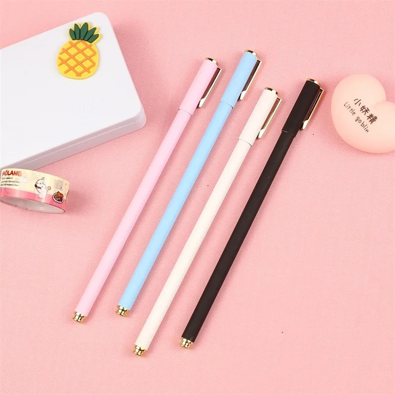 5PCS Thin Rod Frosted Metal Neutral Gel Pens Student Stationery Minimalist Carbon Signature Water Pen 0.5 Caneta Kalem Students