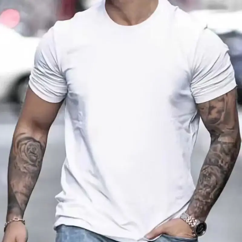 

Simple and comfortable casual plain color men's t-shirt can be printed logo