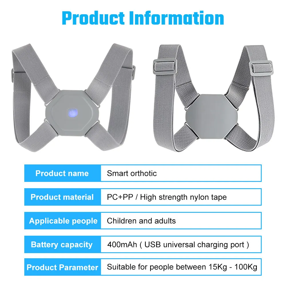 Intelligent Posture Corrector Back Posture Trainer Clavicle Spine Shoulder Correction Smart Tips Adjustable Length Back Support images - 6