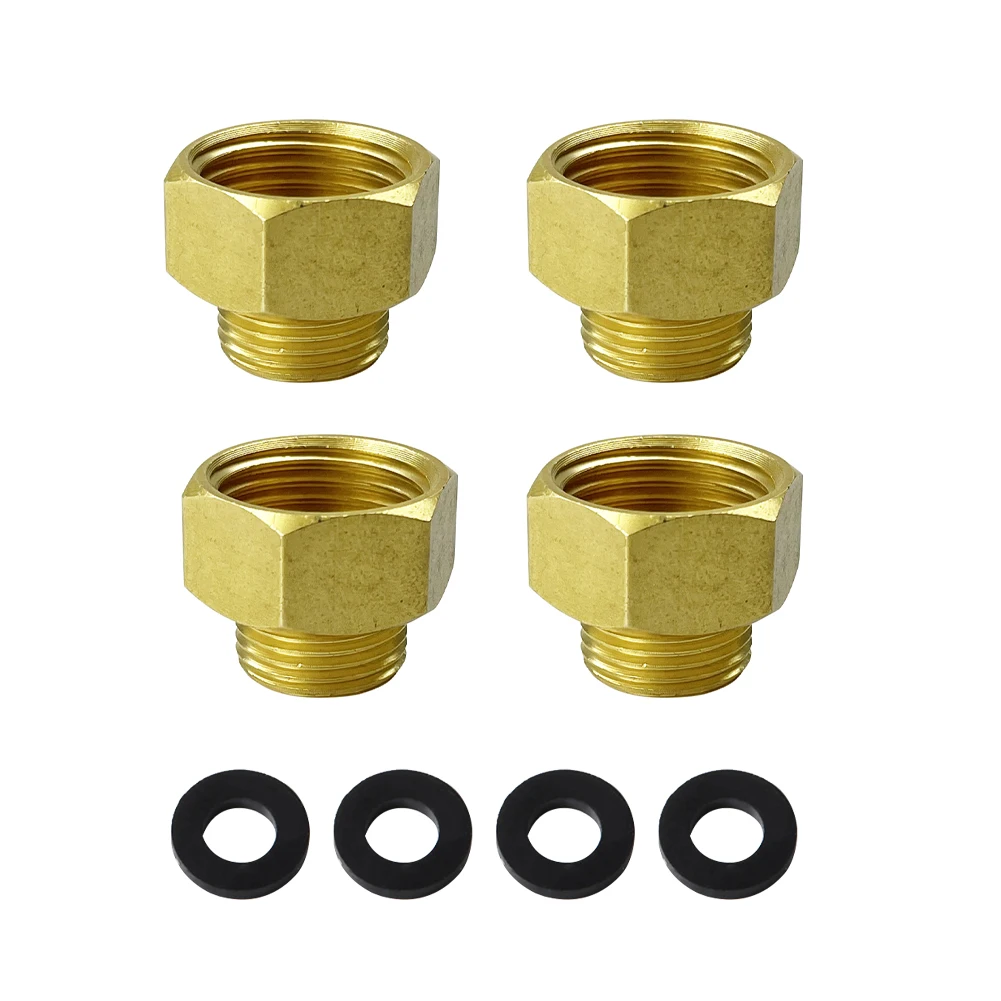 

4pcs/set Home For Faucet Replacement Female To Male Rustproof Accessories Water Hose Adapter Solid Brass No Leakage With Washer