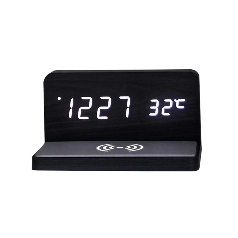 

10W Multifunctional LED Wireless Charging Alarm Clock Silent Clock Electronic Clock Wireless Charging Thermometer