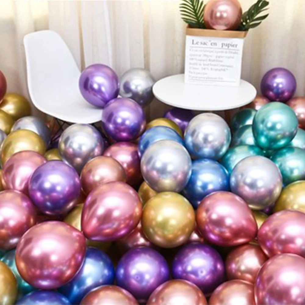 

10 10 Inch Metal Latex Balloons Thick Chrome Helium Balloons Wedding Birthday Party Decorations Multiple Color Options
