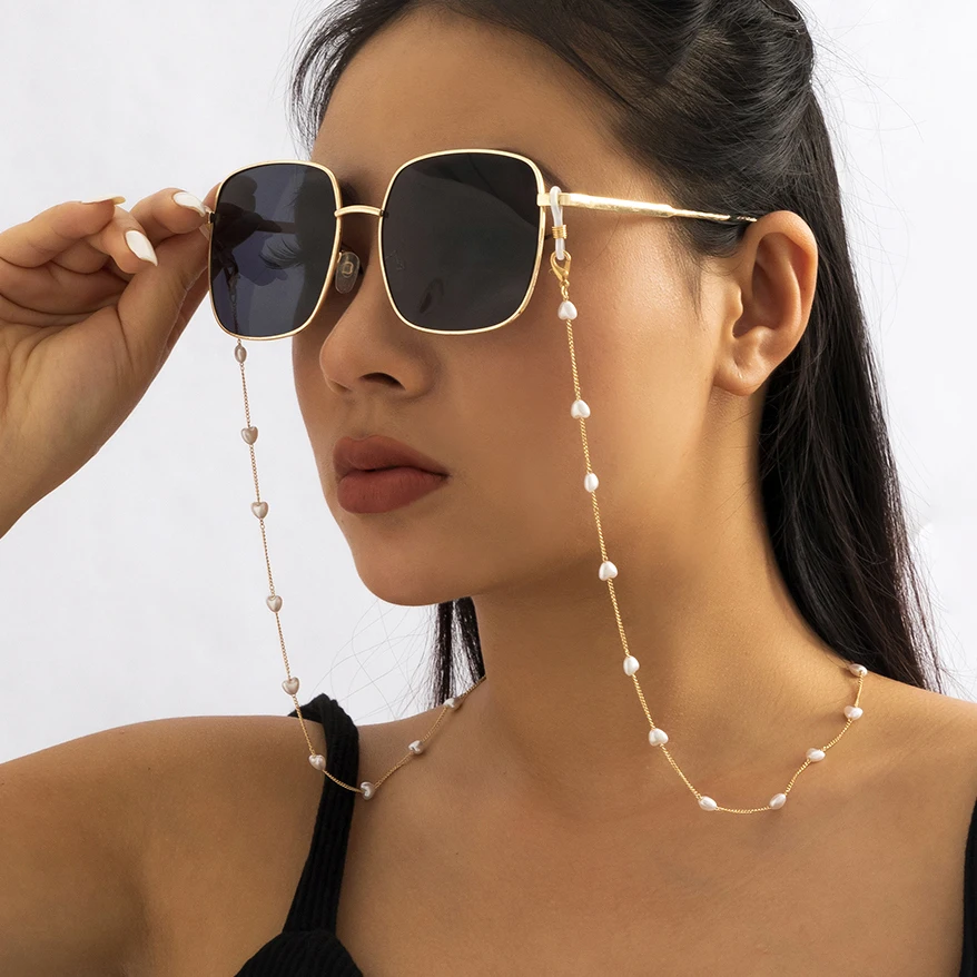 

Fashion Pearl Mask Chains Glasses Chain For Women Retro Heart Sunglasses Lanyards Eyewear Cord Holder Neck Strap Dropshipping