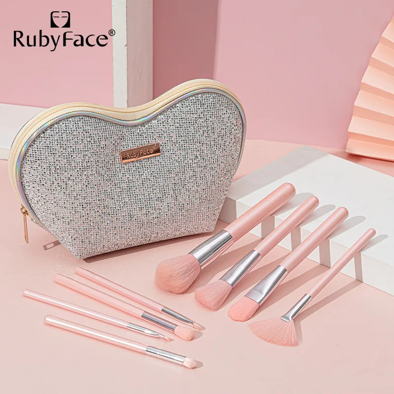 

8 Pieces Wooden Handle Facial Brushes Set Foundation Makeup Tool
