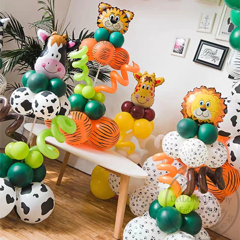 

1 Set Safari Jungle Animal Balloons Monkey Lion Tiger Helium Globos for Wild One Kids Birthday Party Decorations Baby Shower