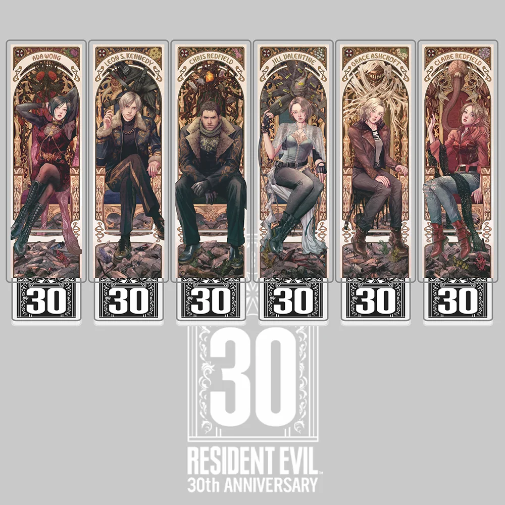 Фото Акриловая подставка к 30-летию Resident Evil, фигурки Леона, Эды, Криса, Джилл, декор для рабочего стола по мотивам игры Survival Horror, брелок №1
