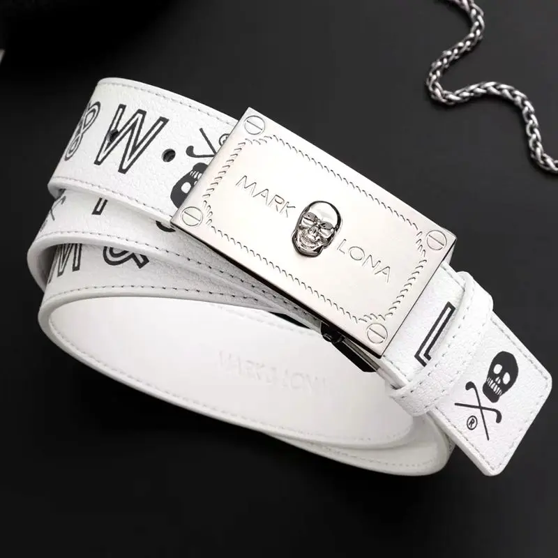 Men's/Women's Belt Leather Golf Belt Leather Japanese Brand Belt Leisure Entertainment Sports Black/White Belt