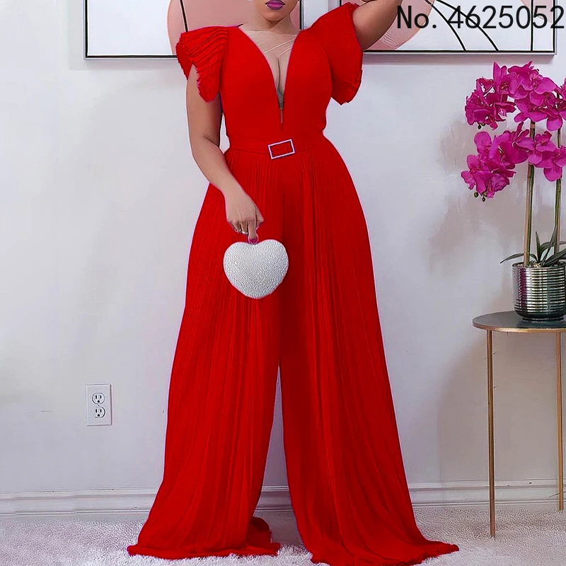 

Женский комбинезон в европейском и американском стиле, комбинезоны с глубоким V-образным вырезом и рукавами-фонариками, лето 2022