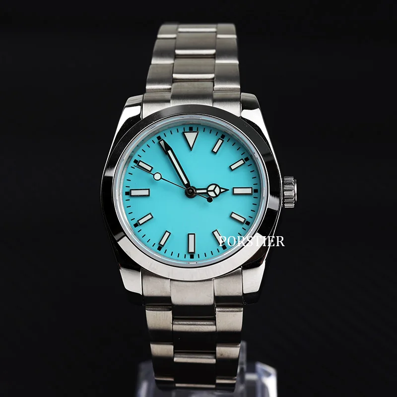 PORSTIER 36mm Mens Watches Automatic Mechanical NH35 Movement Sapphire Glass Stainless Steel Luminous Sports Waterproof Watches
