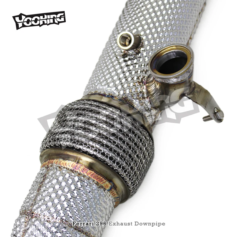 Фото Выхлопная труба Yooking Straight Downpipe для Ferrari 296 GTB V6 3.0T 2021-2024, T304, спортивная, с открытым потоком, для гонок №3