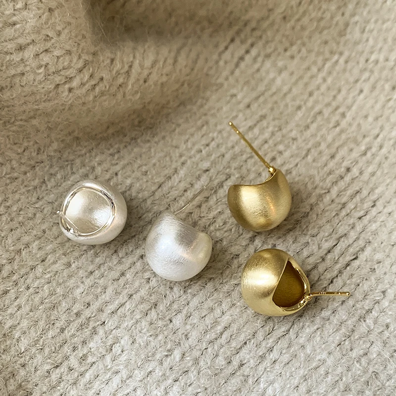 Металлические Золотые и Серебряные Матовые серьги в форме бобов для женщин 2023