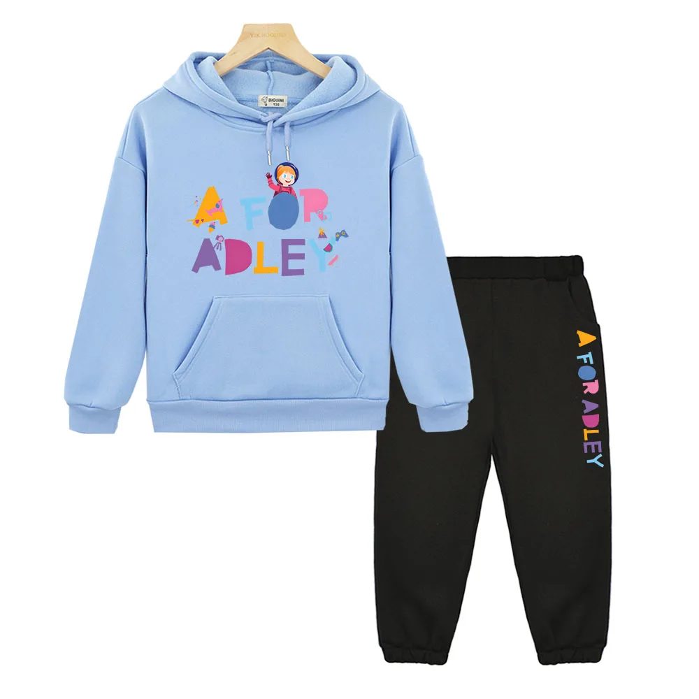 

A for Adley Cute Print Hoodie Sets Streetwear Kids Baby Clothing Sweatshirts Boys and Girls Kawaii Pullovers Casual Cartoon Tops