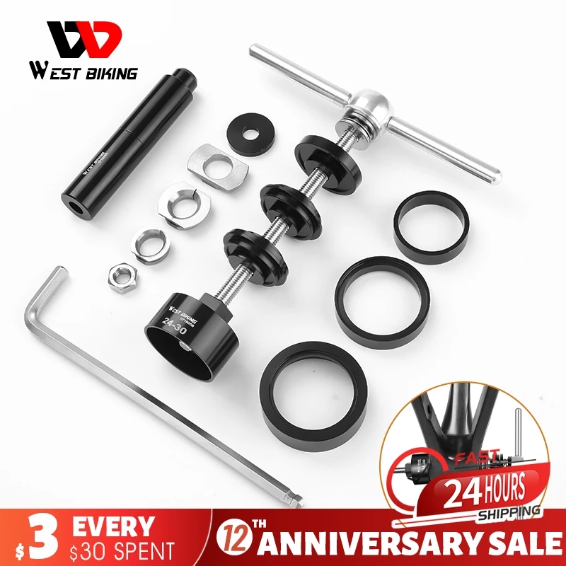 

WEST BIKING Bicycle Bottom Bracket Road Bike Axis Removal Install Tool BB Press Fit 24mm 30mm BB86 BB30 BB92 PF30 Repair Kit Set