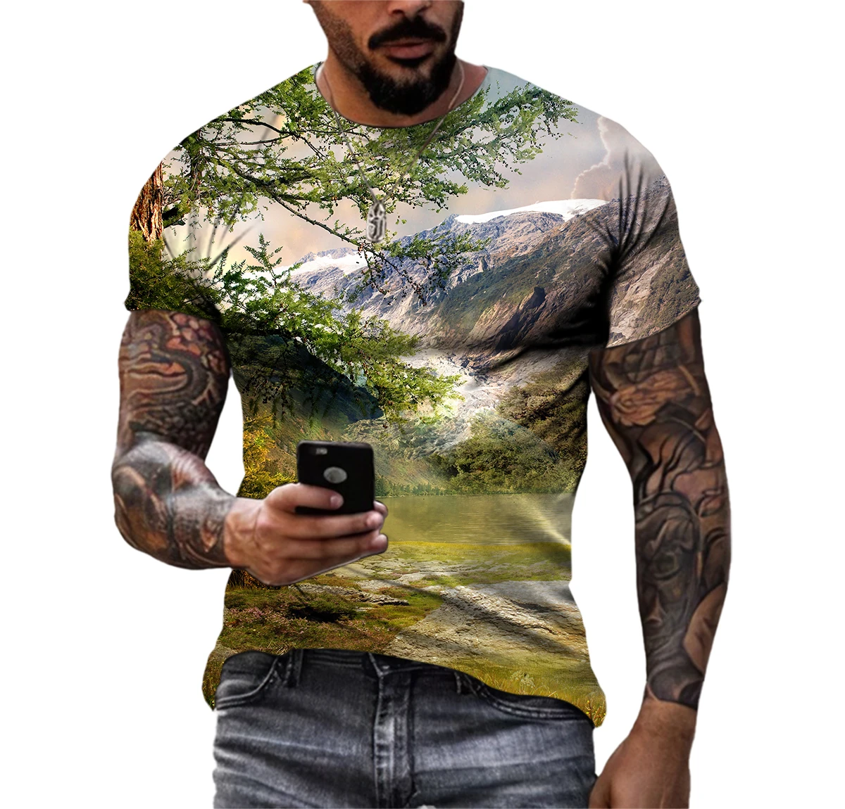 

Conto de fadas floresta mágica men t-shirts 3d impressão padrão hd lazer hip hop harajuku personalidade em torno do pescoço t ma