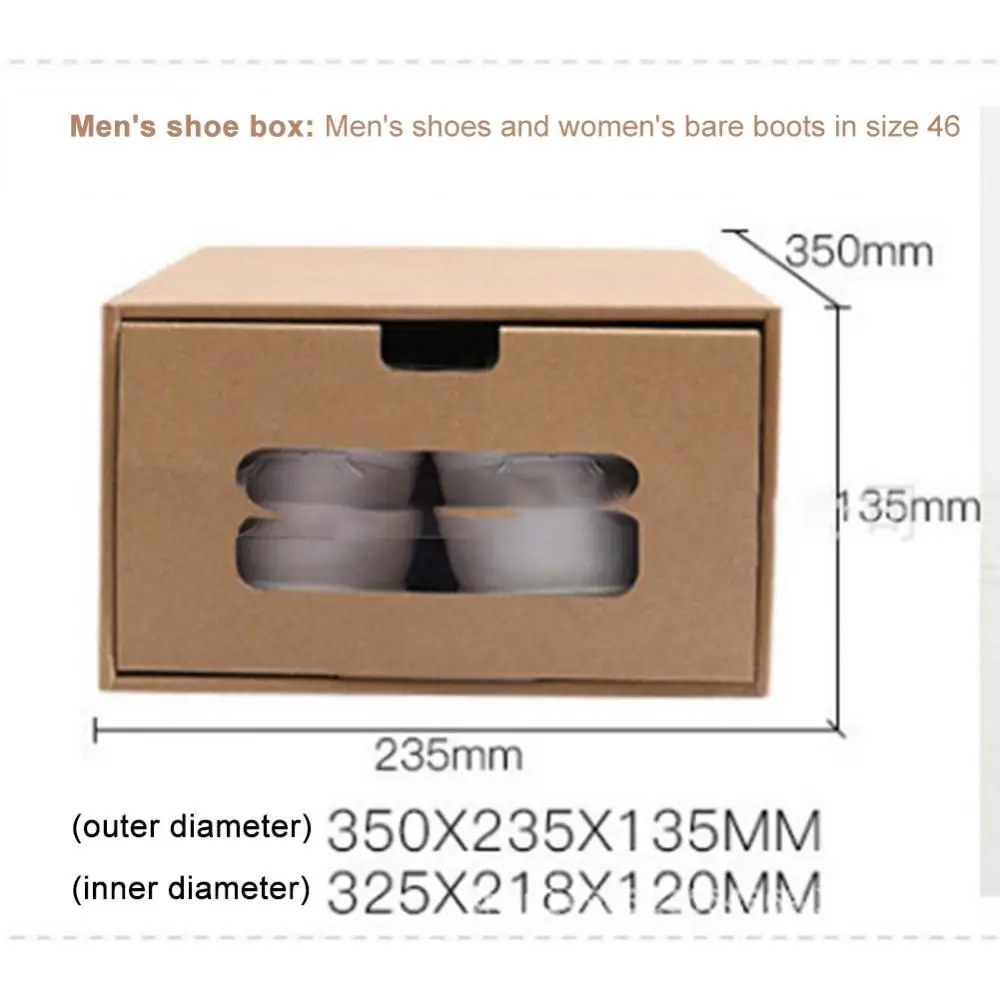 

Shoe Cabinet Thick Multifunctional Stackable Environmentally Friendly Kraft Paper Shoes Case Drawer-type Paper Shoe Box Foldable