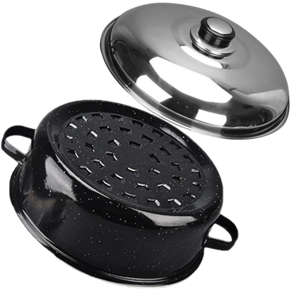 

Жаровня, кастрюля для индейки, вароварка, картофель, круглая крышка, антипригарная крышка, духовка из нержавеющей стали, кухонная стойка для...