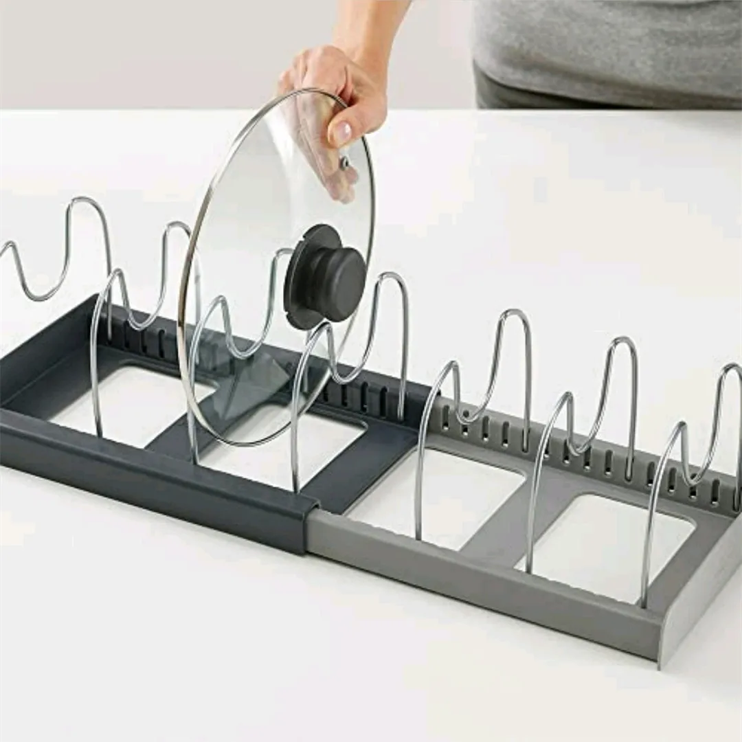 

Stainless Steel Pot Lid Rack 7 Layers Scalable Pot Cover Shelf Cutting Board Holder Kitchen Cooking Dish Pan Organizer Storage